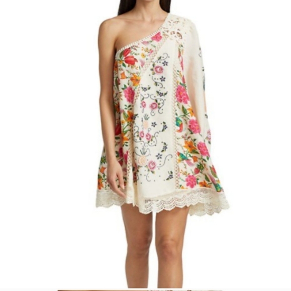 FARM Rio Dresses & Skirts - Farm Rio Toucan Garden Floral Embroidery Linen Dress XS